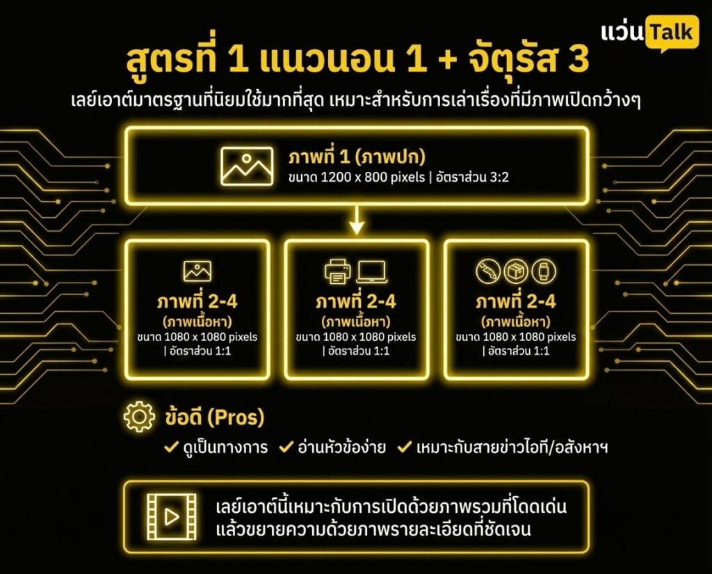 สูตรที่ 1 แนวนอน 1 + จัตุรัส 3
