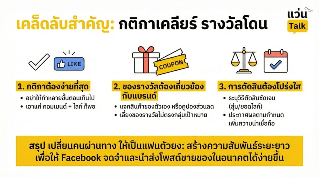 เคล็ดลับสำคัญ กติกาต้องเคลียร์และของรางวัลต้องโดน