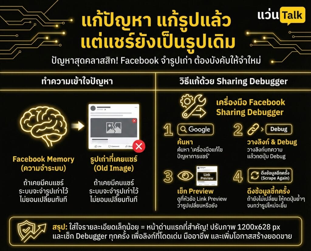 แก้ปัญหา แก้รูปแล้ว แต่แชร์แล้วยังเป็นรูปเดิม