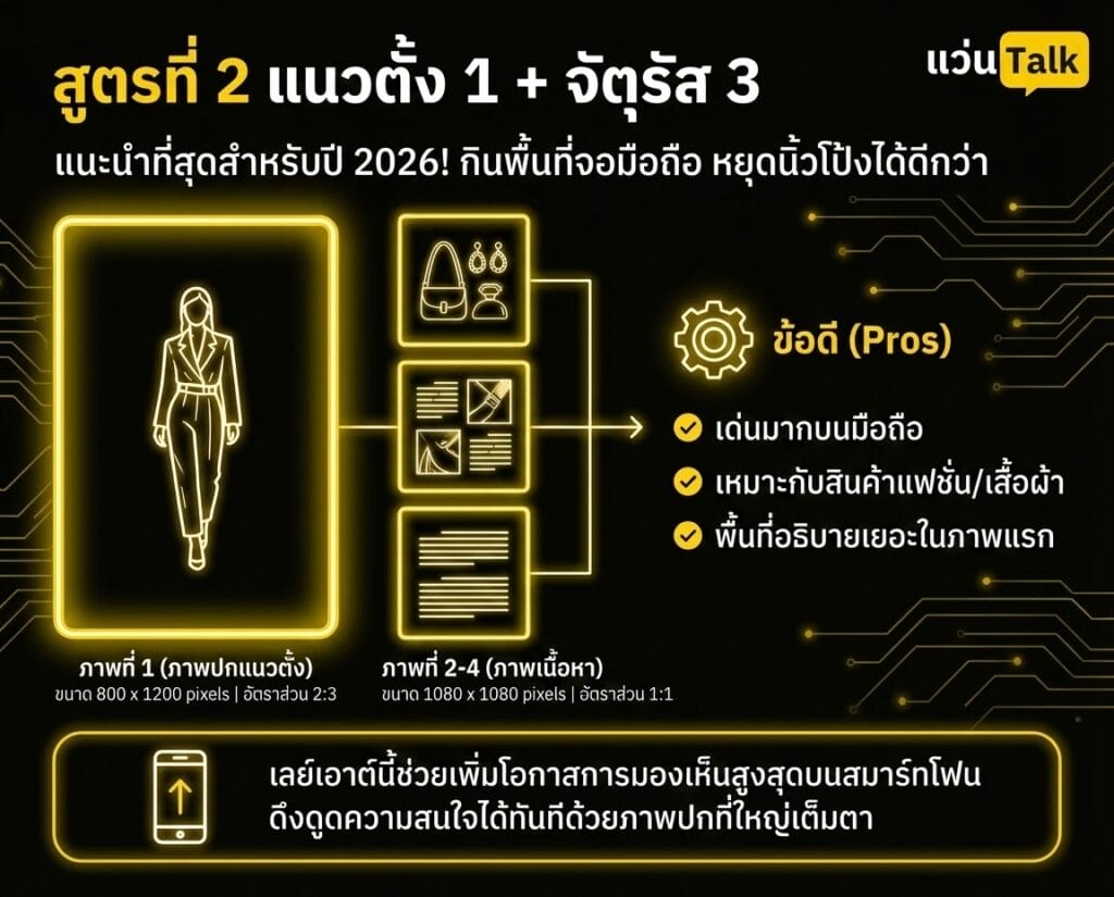 สูตรที่ 2 แนวตั้ง 1 + จัตุรัส 3