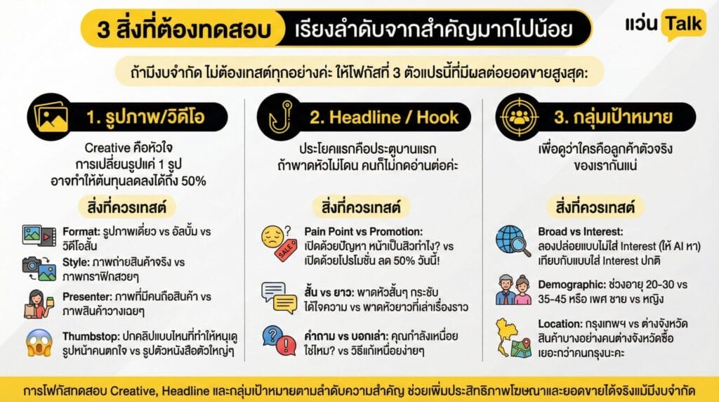 3 สิ่งที่ ต้องทดสอบเรียงลำดับจากสำคัญมากไปน้อย
