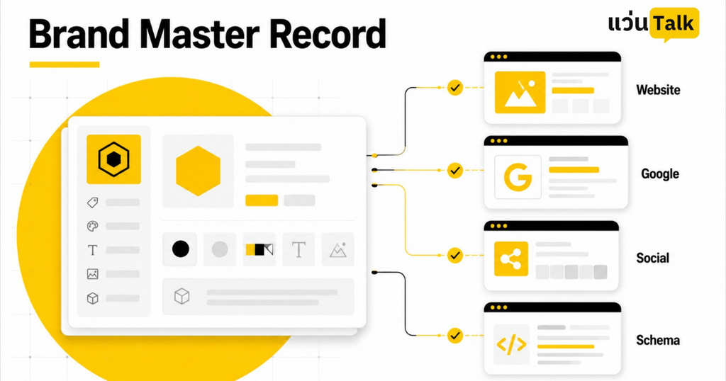 Brand Master Record เชื่อมข้อมูลหลักของแบรนด์ไปยังเว็บไซต์ Google Business Profile Social Profile และ Schema