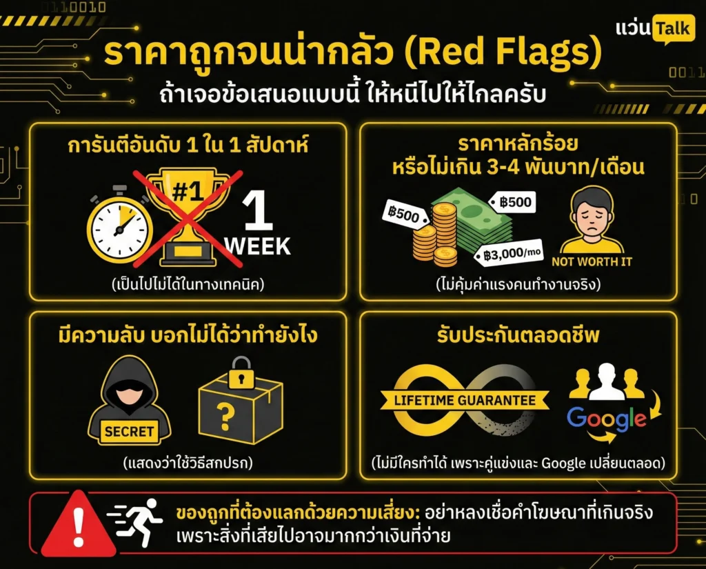 ราคาถูกจนน่ากลัว (Red Flags)