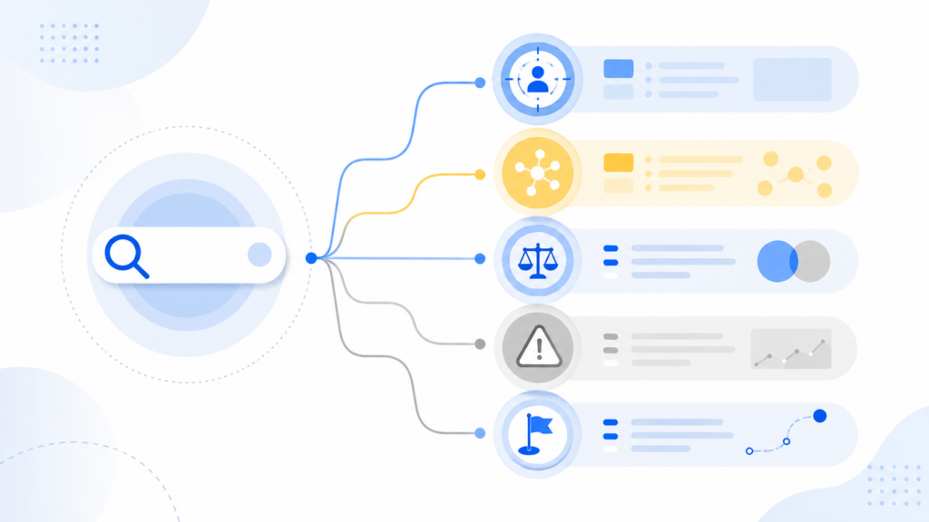 อธิบายการแตกคำถามหลักออกเป็นหลายประเด็นย่อยในระบบ AI Search