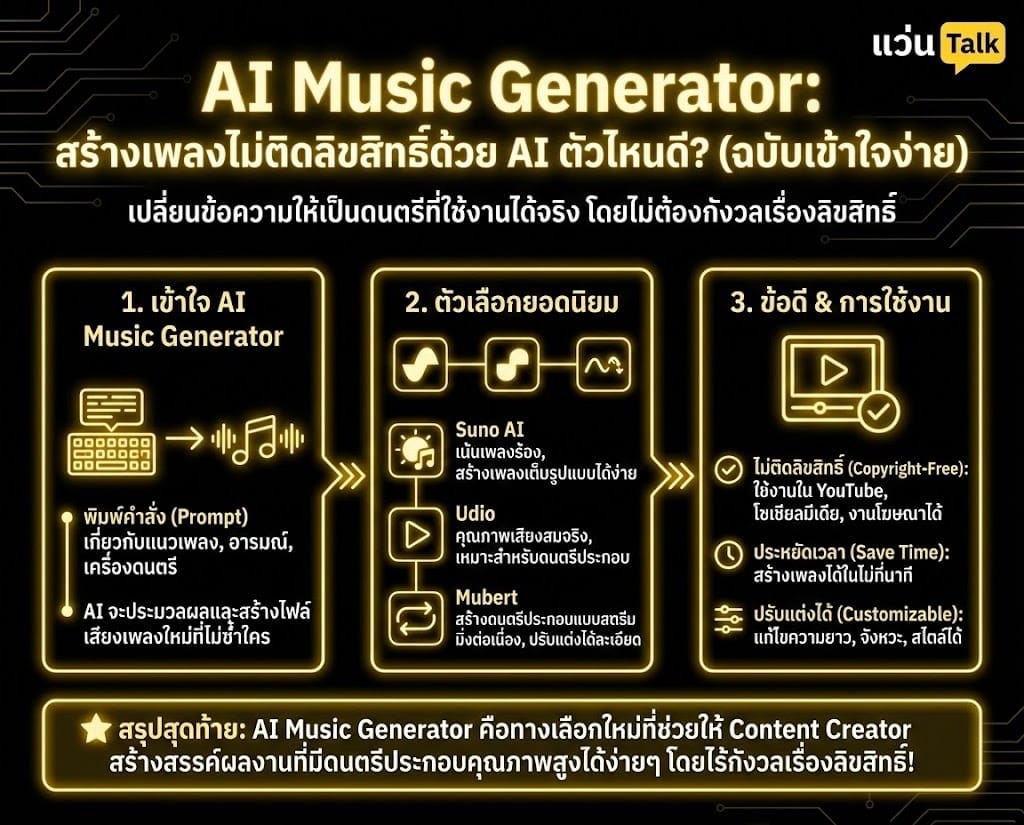 AI Music Generator สร้างเพลงไม่ติดลิขสิทธิ์ด้วย AI ตัวไหนดี?