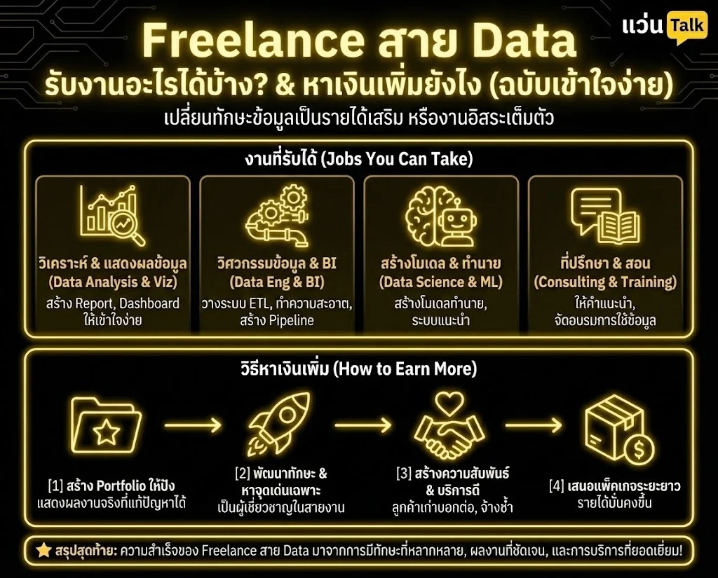 Freelance สาย Data รับงานอะไรได้บ้าง? หาเงินเพิ่มยังไง