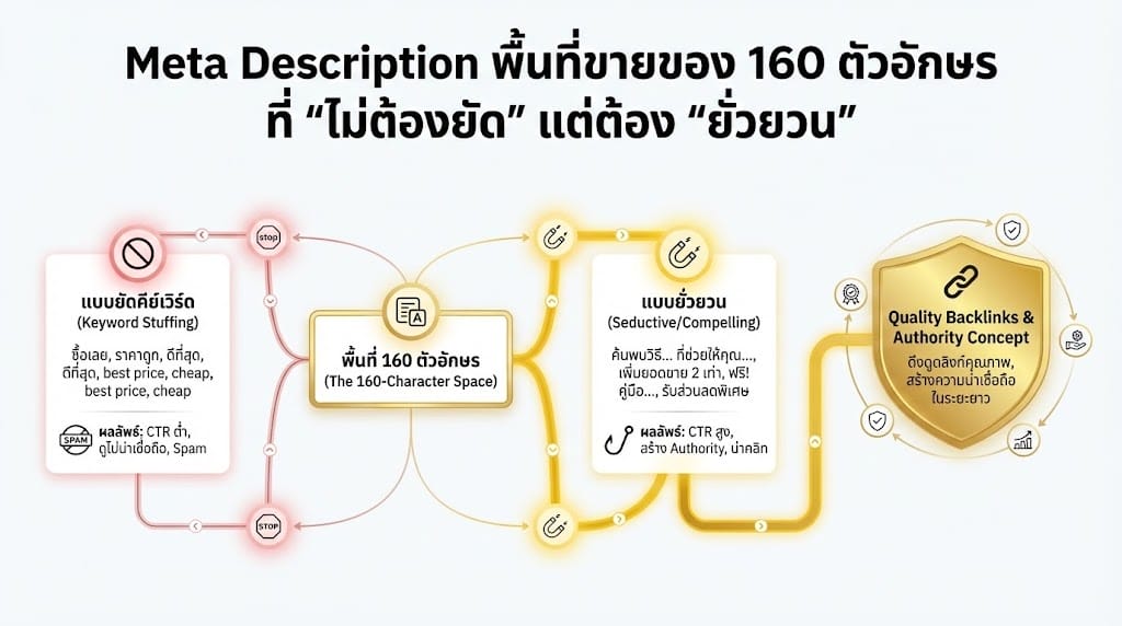 Meta Description ที่ดีควรชวนคลิกโดยไม่ต้องยัดคีย์เวิร์ด