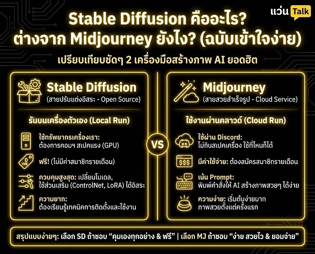Stable Diffusion คืออะไร? ต่างจาก Midjourney ยังไง (ฉบับเข้าใจง่าย)