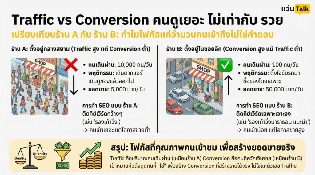 Traffic vs Conversion คนดูเยอะ ไม่เท่ากับ รวย
