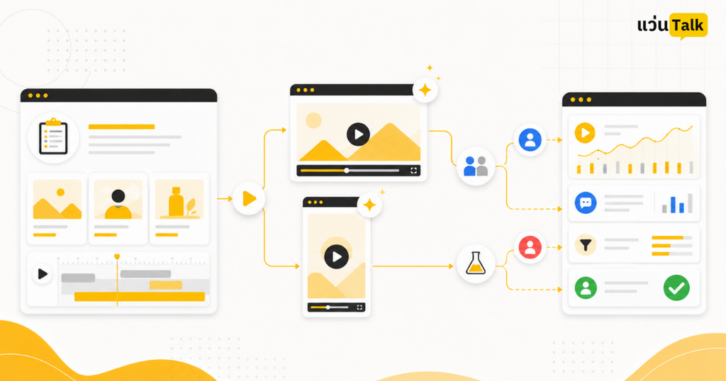 ภาพประกอบ Workflow สร้างวิดีโอหลายรูปแบบ ทดสอบ Creative และวัดคุณภาพ Lead ใน Demand Gen